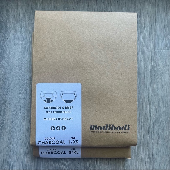 Modibodi X Brief (Moderate-Heavy) Charcoal - Picture 2 of 3